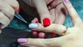 Girl makes manicure