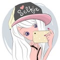 Girl makes selfie