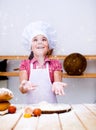 Girl making bread Royalty Free Stock Photo