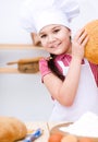 Girl making bread Royalty Free Stock Photo