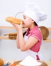 Girl making bread Royalty Free Stock Photo