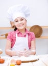 Girl making bread Royalty Free Stock Photo