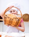 Girl making bread Royalty Free Stock Photo