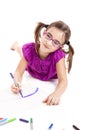 Girl making drawings Royalty Free Stock Photo