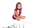 Girl making drawings Royalty Free Stock Photo
