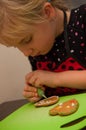 Girl making gingerbread cookies for Christmas Royalty Free Stock Photo