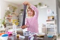 Girl making homemade slime toy