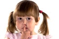 Girl making sign of silence Royalty Free Stock Photo