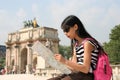 Girl with Map in Paris