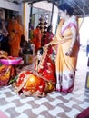 Girl marriage ceremony ,bride n traditional form going to marriage.