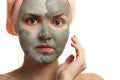The girl with a mask of clay Royalty Free Stock Photo