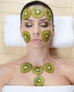 The girl with a mask from kiwi on the face