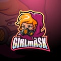 Girl mask mascot esport logo design