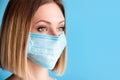 Girl with mask to protect her from Corona virus. Corona virus pandemic