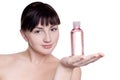 Girl with massage oil in a hand Royalty Free Stock Photo