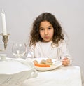 Girl matzo ball soup Royalty Free Stock Photo