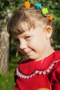 Girl on the meadow in spring day