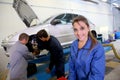 Girl in mechanics class Royalty Free Stock Photo
