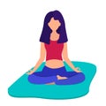 The girl meditates. Girl is doing yoga