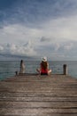 Girl meditating at the beach Royalty Free Stock Photo