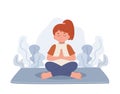 girl meditating in lotus pose.meditation for children. Royalty Free Stock Photo