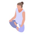 Girl meditation icon, isometric style