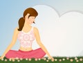 Girl in meditation in the meadow Royalty Free Stock Photo