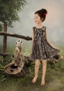 Girl and meerkat Royalty Free Stock Photo