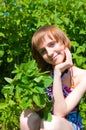 The girl with a mint bouquet Royalty Free Stock Photo