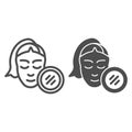 Girl and mirror line and glyph icon. Girls face with mirror vector illustration isolated on white. Beauty outline style