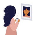 Girl and mirror, love yourself or slow life concept Royalty Free Stock Photo