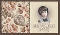 Girl, miss. Portrait. Woman. Invitation frame autumn. Vintage Card Flowers. Peonies chamomile vector Illustration Royalty Free Stock Photo