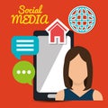 Girl mobile chat speech globe web social media