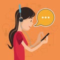 Girl mobile headphones chat communication social media