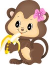 Girl monkey eating banana