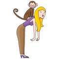Girl With Monkey on Her Back Addiction Metaphor Cartoon