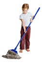 Girl with a mop Royalty Free Stock Photo