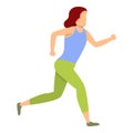 Girl morning running icon, cartoon style