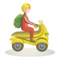 Girl on motor bicycle