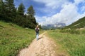 Girl on a mountain path Royalty Free Stock Photo