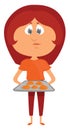 Girl With Muffins , Illustration, Vector