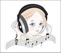 Girl with musical earphones