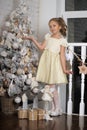 Girl near the Christmas tree Royalty Free Stock Photo