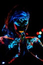 Girl with neon paint body art portrait Royalty Free Stock Photo