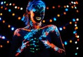 Girl with neon paint bodyart portrait Royalty Free Stock Photo