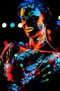 Girl with neon paint bodyart portrait Royalty Free Stock Photo