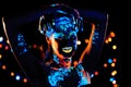 Girl with neon paint bodyart portrait Royalty Free Stock Photo