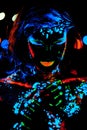 Girl with neon paint bodyart portrait Royalty Free Stock Photo