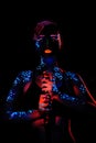 Girl with neon paint bodyart portrait Royalty Free Stock Photo