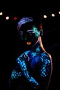 Girl with neon paint bodyart portrait Royalty Free Stock Photo